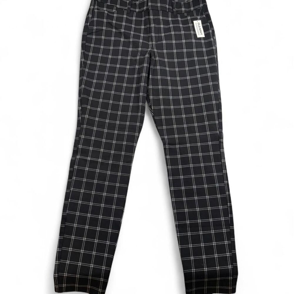 Old Navy Pixie Plaid Pants - Women's 12 Black High Rise Ankle Trousers NWT